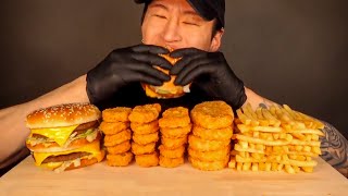 ASMR MUKBANG EATING SOUNDS  DOUBLE BIG MAC & CHEESY HASH BROWNS & CHICKEN NUGGETS