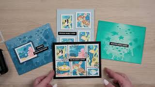 Postage Collage Under the Sea Stencil - Waffle Flower Demo