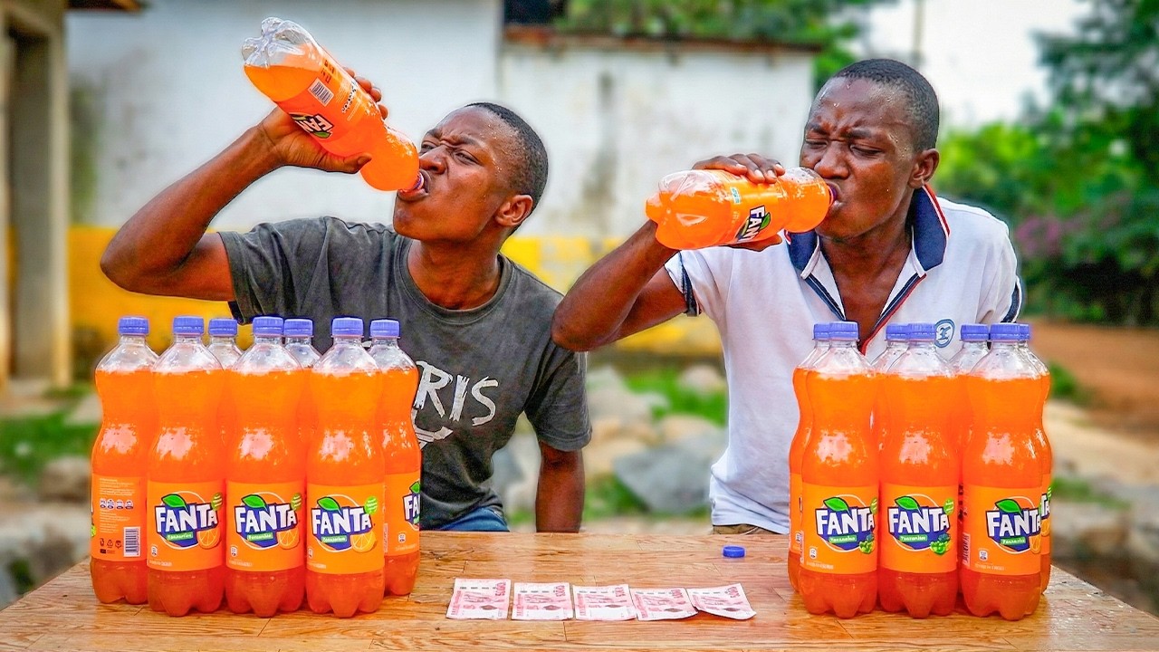 WHO CAN DRINK 3x 1.2L FANTA FASTEST? Winner Gets 50,000 TZS!