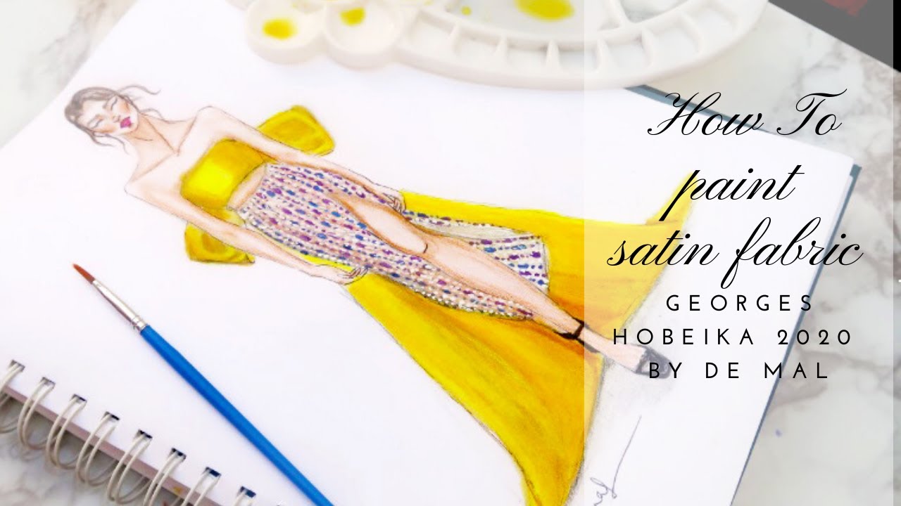 Watercolor speed painting dress step by step for beginners أزياء الرسم