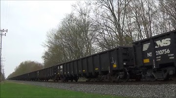 NS Loaded Steel 60B - C44-9W #9148 P5 Horn & SD80MAC #7220 - Geneva Ohio April 2019