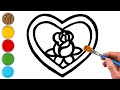 Heart Rose Drawing, Painting, Coloring for Kids &amp; Toddlers | Try to Draw, Paint With Me