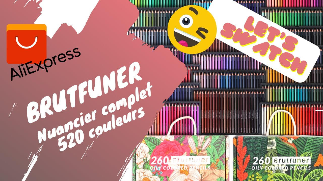 Brutfuner 520 crayons de couleur huileux DIY Color Swatch Book Style 2 -   France