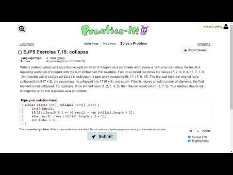 Exercise 7.15 (collapse) Java Tutorial || Practice-It