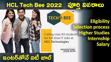 HCL TECHBEE 2022 Complete details in Telugu | Job with Intermediate