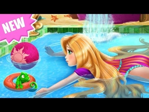 Baby Game For Kids Disney Princess Rapunzel Swimming Pool Cartoon - YouTube