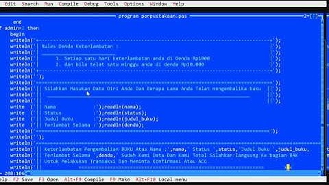 Program perpustakaan menggunakan bahasa PASCAL.
