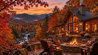 Cozy Autumn Cabin Jazz, Relaxing Fall Jazz Music, Crackling Fireplace, & Mountain Ambience| No Ads