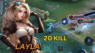 "Layla’s 20 Kill🔥 Masterclass: Destroy Enemies & Rule MLBB! 💀🎮"