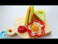ทำอาหารจริง อาหารจิ๋ว แซนวิชแฮมชีส ไข่ดาวดอกไม้ Miniature Cooking Real Food Sandwich ASMR