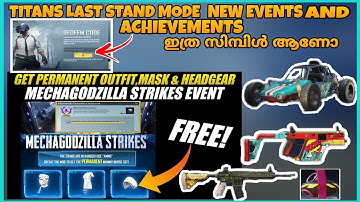TITANS LAST STAND MODE NEW EVENTS PUBG MECHAGODZILLA ATTACK EVENT | REDEEM CODE EVENT PUBG MALAYALAM