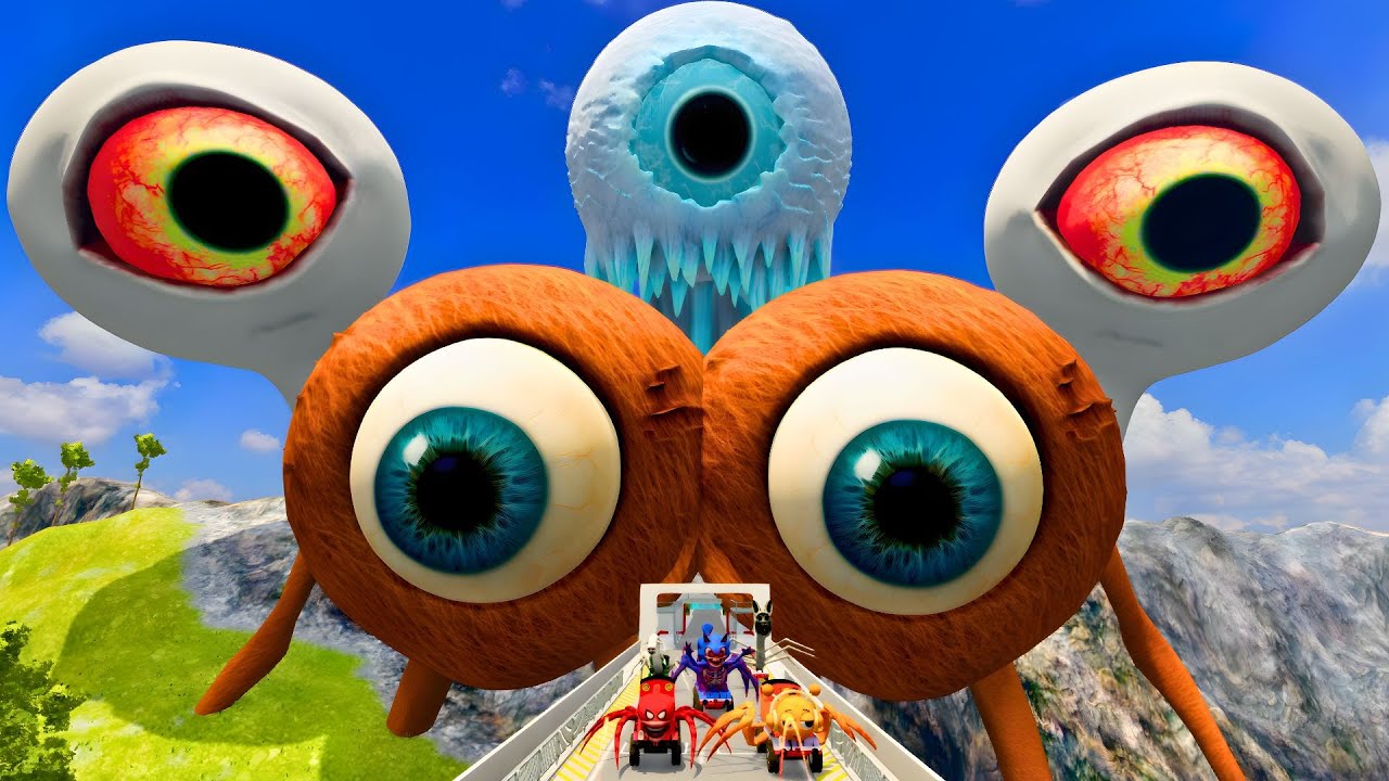 ALL MONSTERS Big & Small Cars with NEW DOUBLE FOTOFOTO ANOMALI EATER & CAR EATER & BUS EATER –BeamNG