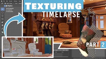 Texturing a Cosy Christmas Fireplace and Living Room | Blender 3D Environment Timelapse