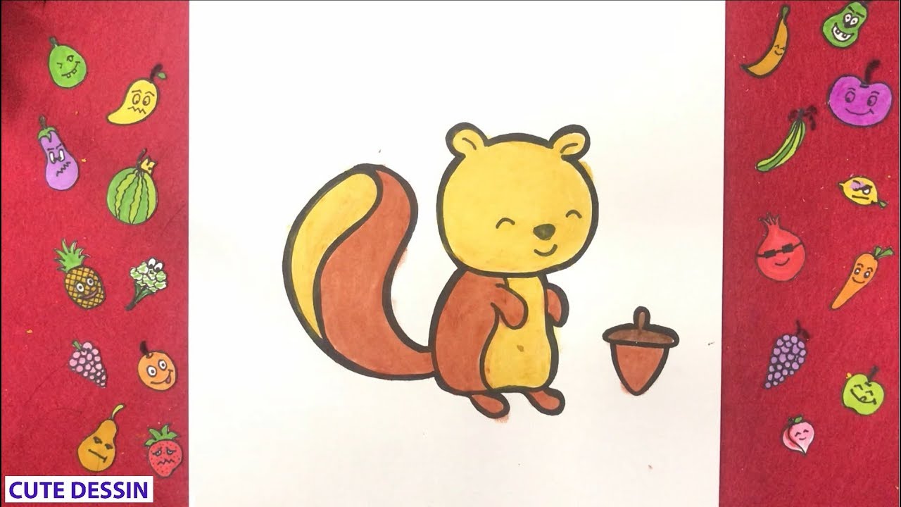 Comment dessiner et colorier un écureuil mignon FACILEMENT étape par