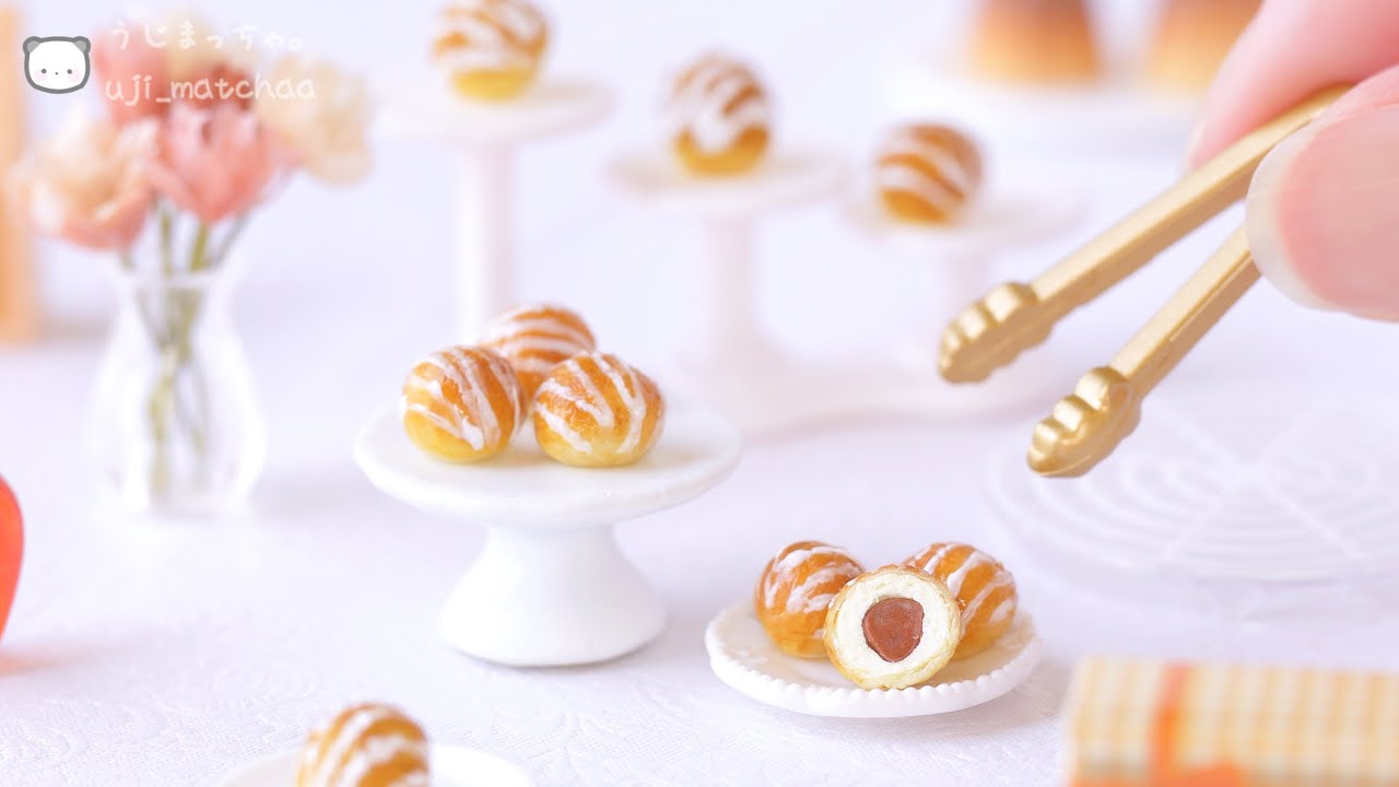 【粘土】ミニチュアのマロンパイを作ってみた【100均材料】【ミニチュアフード】DIY Miniature polymer Clay Tutorial