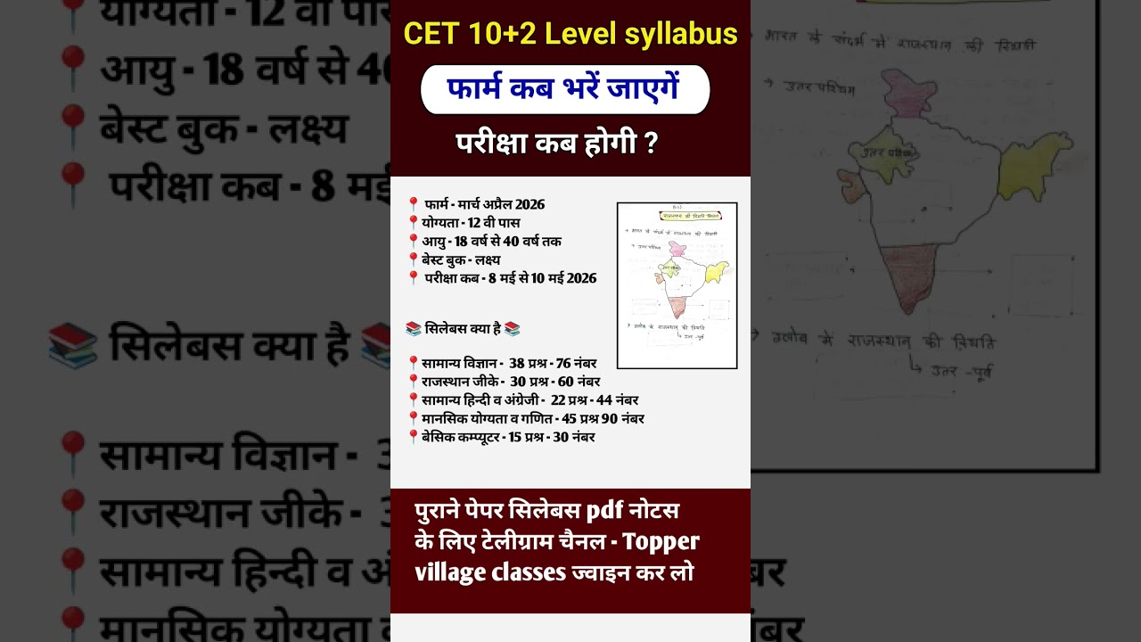 Rajasthan cet Form date 2025 | Cet 12th level syllabus 2025 | exam pattern 