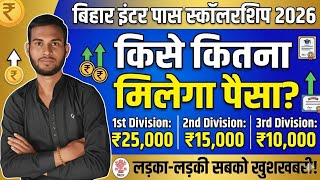 📢 Bihar Inter Pass Scholarship 2026 | 1st, 2nd, 3rd Division Kitna Paisa Milega | Apply Online