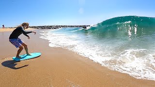 Surfing and Skimboarding WEDGE on massive HIGH TIDE !!!   Spring 2021