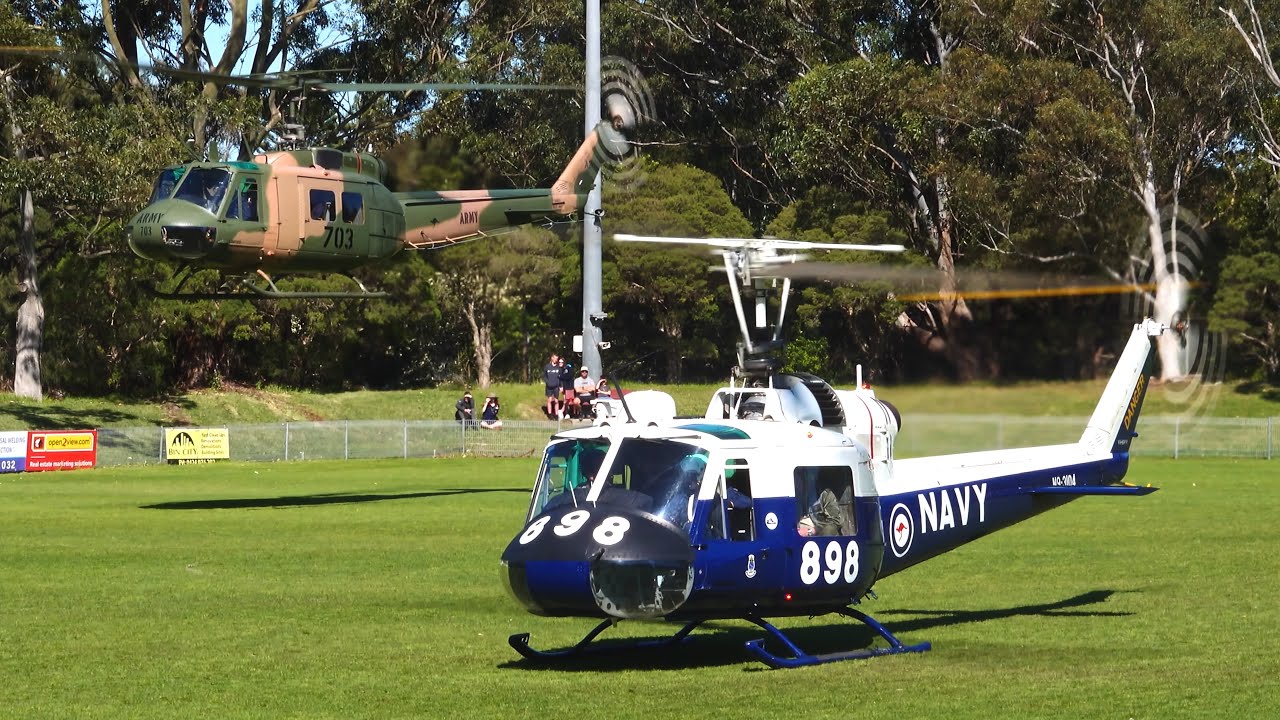 Vietnam War Veteran UH-1 Hueys Roar Into Football Ground