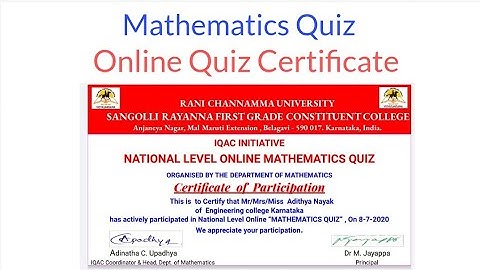 National level online Mathematics Quiz 2020 | Free Certificate  #onlineQuizcertificate