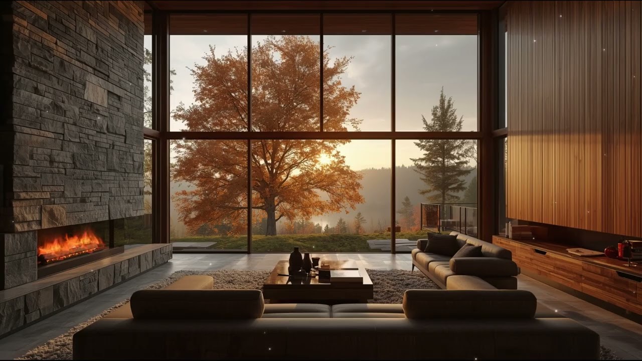 This Warm Fireplace 🍂🔥 Jazz in a Cozy Cabin is Perfect for a Quiet Night 🍂🔥