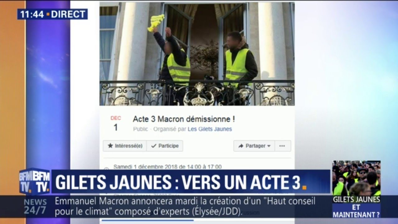 Les Gilets Jaunes Appellent à Une Nouvelle Mobilisation Le Samedi 1er Décembre