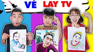 Gấu Đỏ TV - Thử Thách Vẽ LAY TV , LÂM VLOG, DI DI - Ai Là Người Vẽ Đẹp Nhất