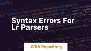Syntax errors for lr parsers