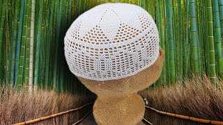 أحدث تصميم طاقية كروشية خليجية رجالية بأسهل الطرق ومقاسات مضبوطة / Crochet cap for the Muslim man