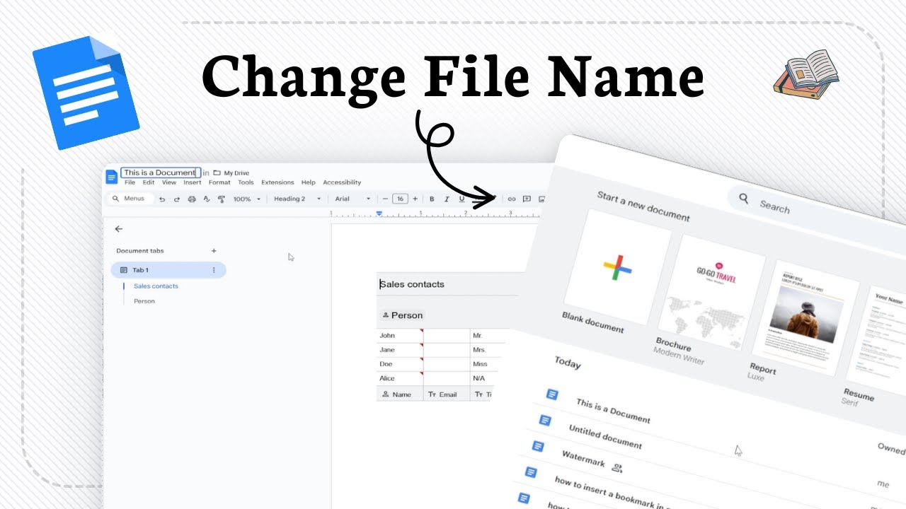 How to rename a file in google docs (Name Update) - YouTube