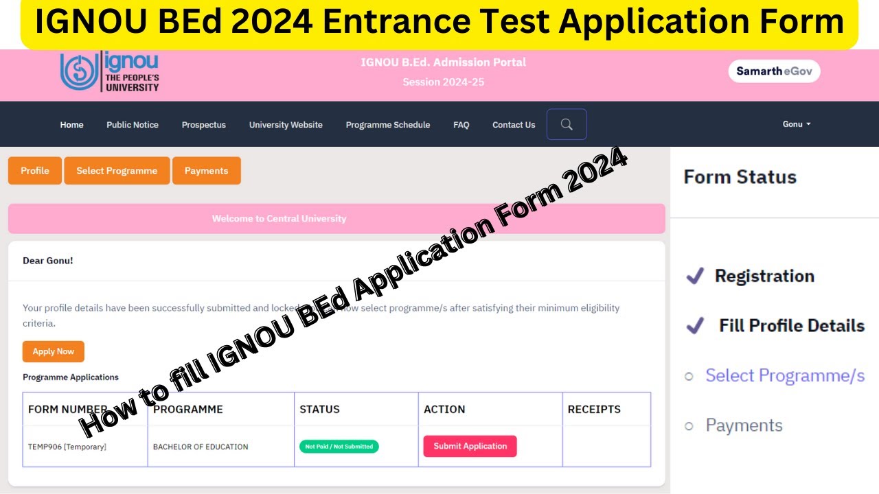 How to fill IGNOU BEd Application Form 2024 Fill the IGNOU BEd 2024