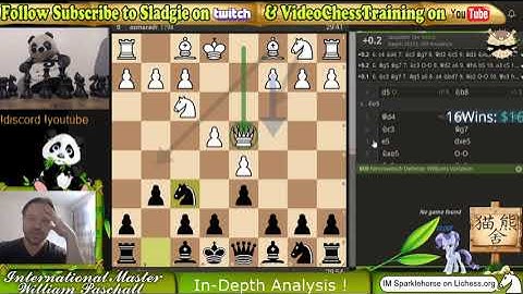 IM Sladgie Subscriber Stream w/Game Analysis on lichess.org !
