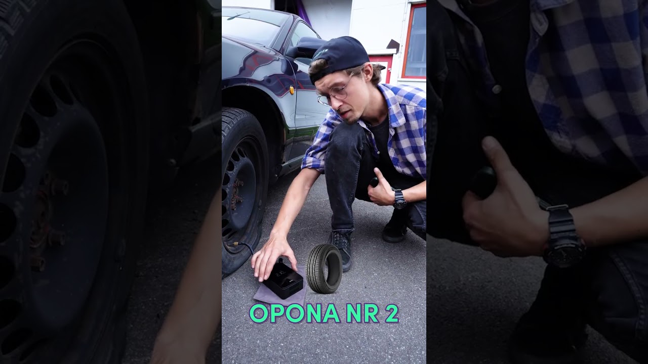 SPRAWDŹMY ile uda się napompować OPON SAMOCHODOWYCH na JEDNEJ BATERII❔❗️🛞 🚘 #shorts