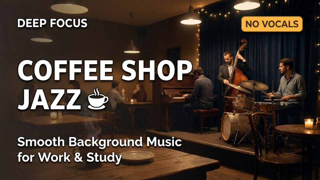1 Hour - Deep Focus Coffee Shop Jazz ☕ Smooth Background Music for Work & Study