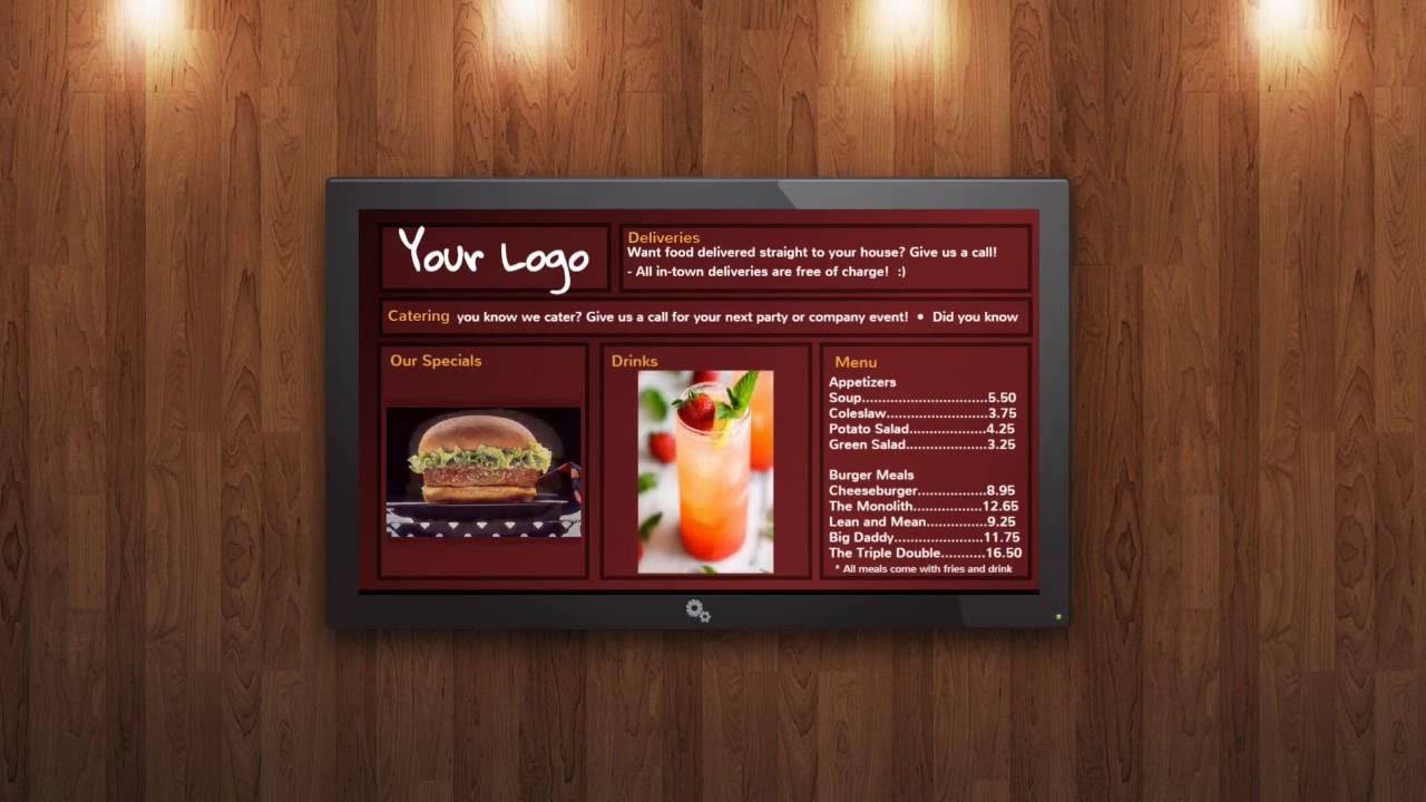 Restaurant Menu Digital Signage from SmartSign2go YouTube