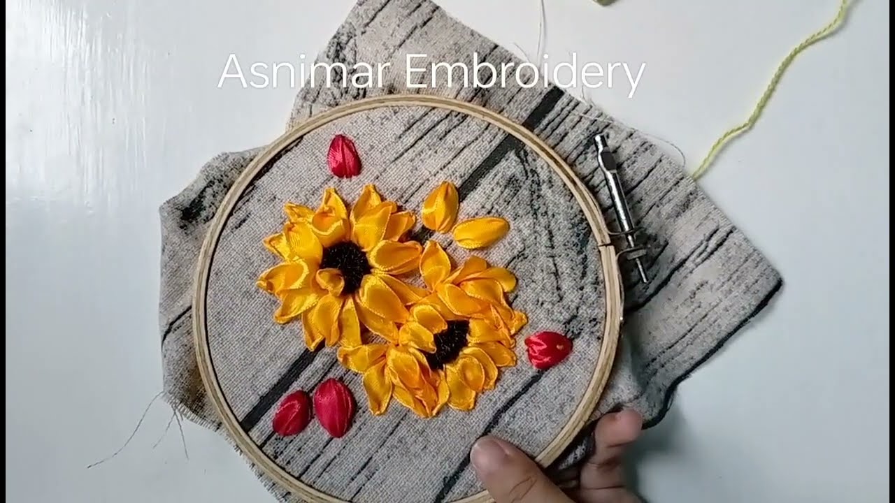 Sunflower Ribbon Embroidery Tutorial 💖