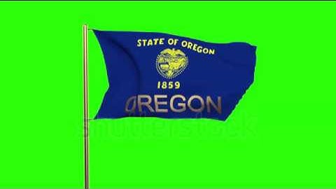 oregon flag with title waving in the wind. Looping sun rises style. Animation loop Stock video by