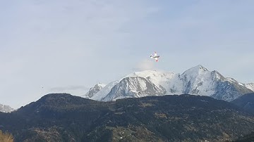 Flying Eachine T28 in front of the Mont-Blanc