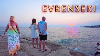 Antalya Side Evrenseki Promenade And Beach In The Evening. Ürkei