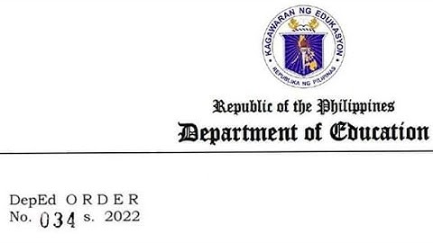DEPED ORDER NO. 034, S. 2022