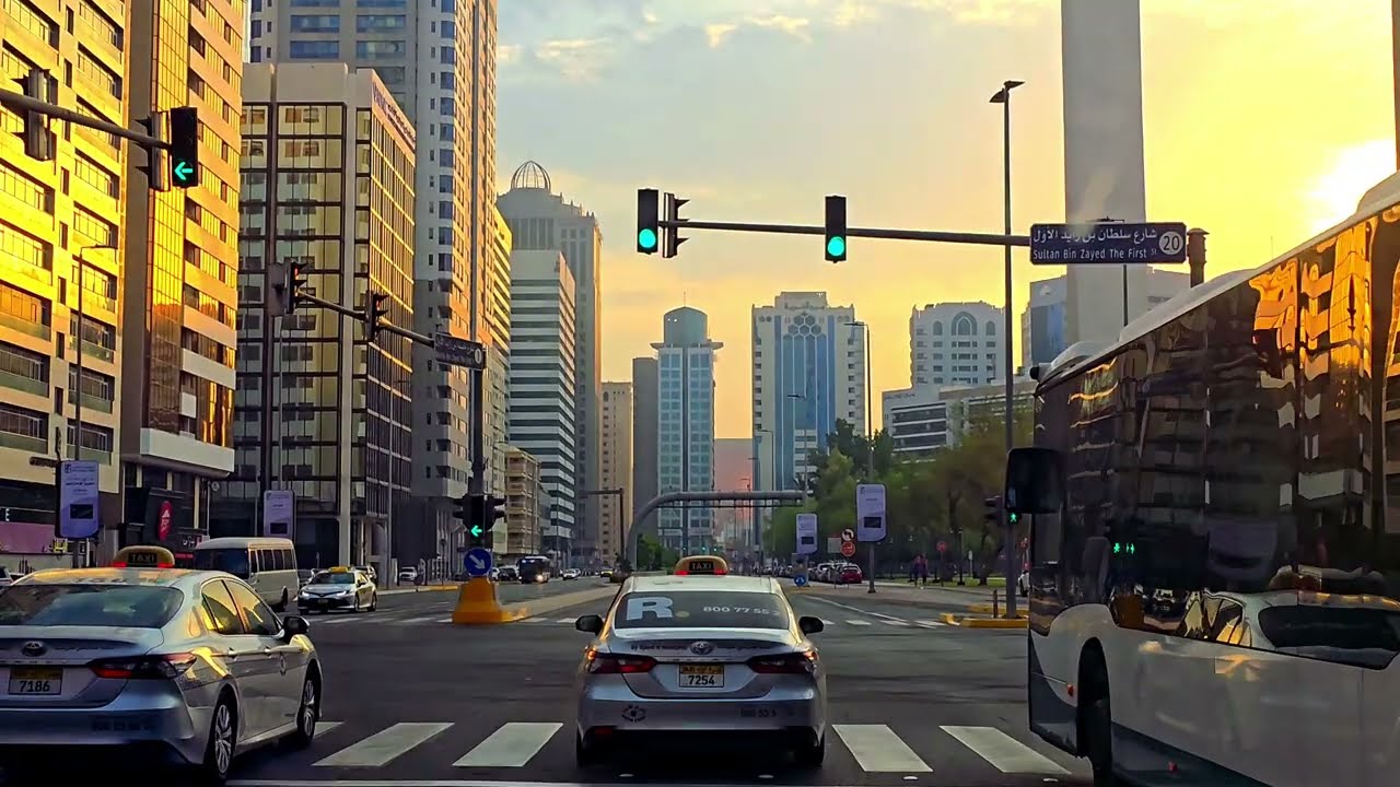 4K VIDEO, A Morning Drive through Khalifa Street Abu Dhabi