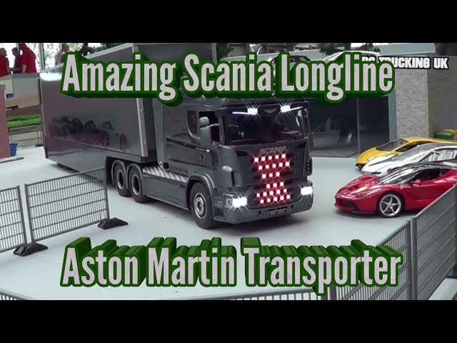 RC TRUCKS, AMAZING SCANIA LONGLINE ASTON MARTIN TRANSPORTER