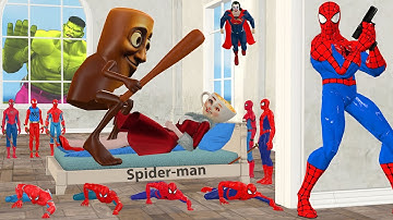 Game Playing Spider Man love triangle to Superman rescues Hulk vs Tung tung tung sahur vs Squid game