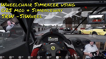Wheelchair Simracer using modification to Logitech G25 with a Simraceway SRW-S1 wheel