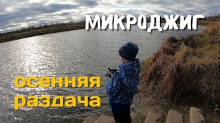 Осенняя РАЗДАЧА на спиннинг. Рыбалка с сыном на микроджиг в городе.