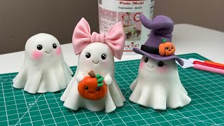 How to sculpt Cute fondant Ghosts cake toppers #halloween