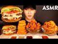 ASMR MUKBANG DOUBLE CHEESEBURGER & ONION RING & CHICKEN NUGGETS & CURLY FRIES (No Talking)