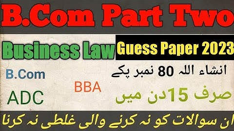 b.com part two business law important question| Guess paper 2023 business law|