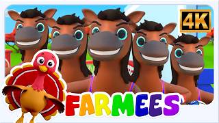 five tall horses jumping bed cartoon videos learning songs