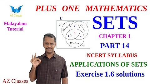 Sets Class 11 Maths/Chapter 1/Part 14/Malayalam/Applications of sets /Word problems /AZ Classes